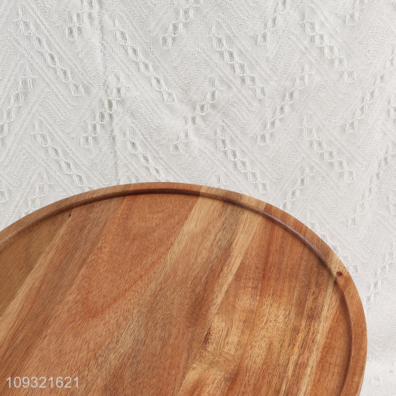 Hot selling round wooden storage tray for household