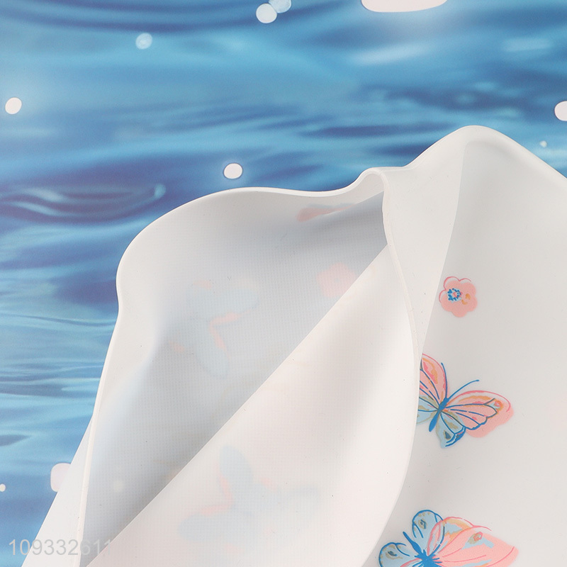 Top sale butterfly printed elastic swimming cap