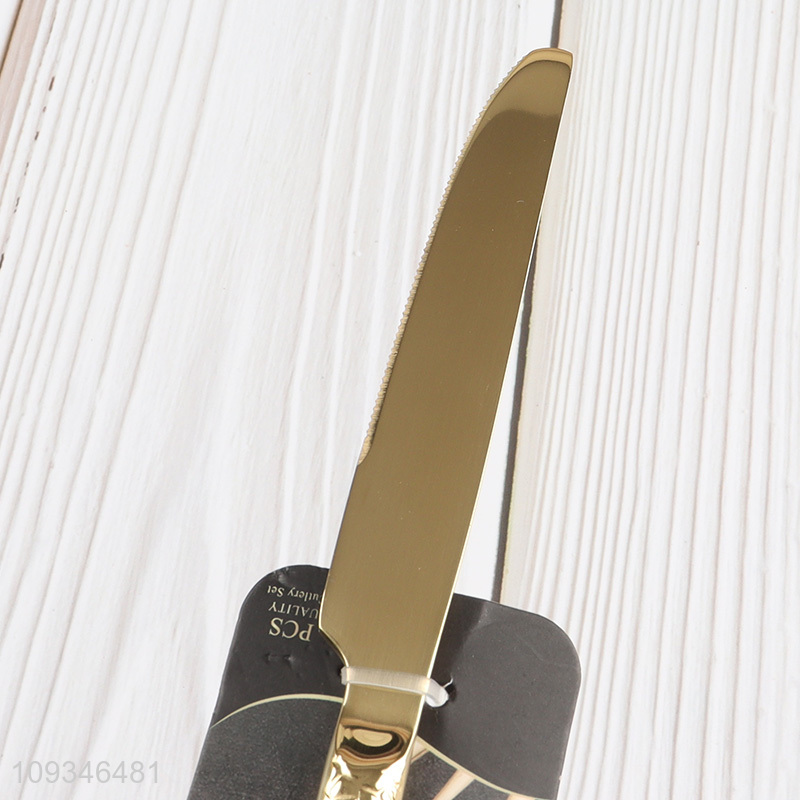 Top sale golden stainless steel cutlery dinner knife