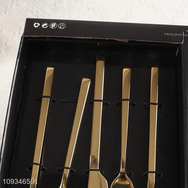 Popular products golden stainless steel cutlery set for home