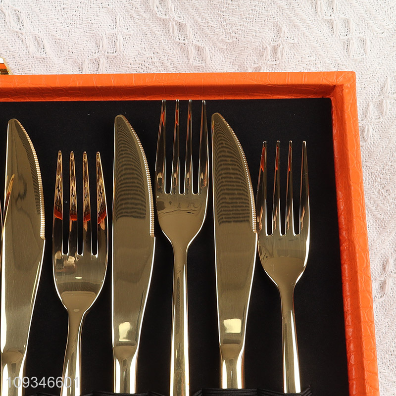 Best selling 24pcs golden stainless steel cutlery set