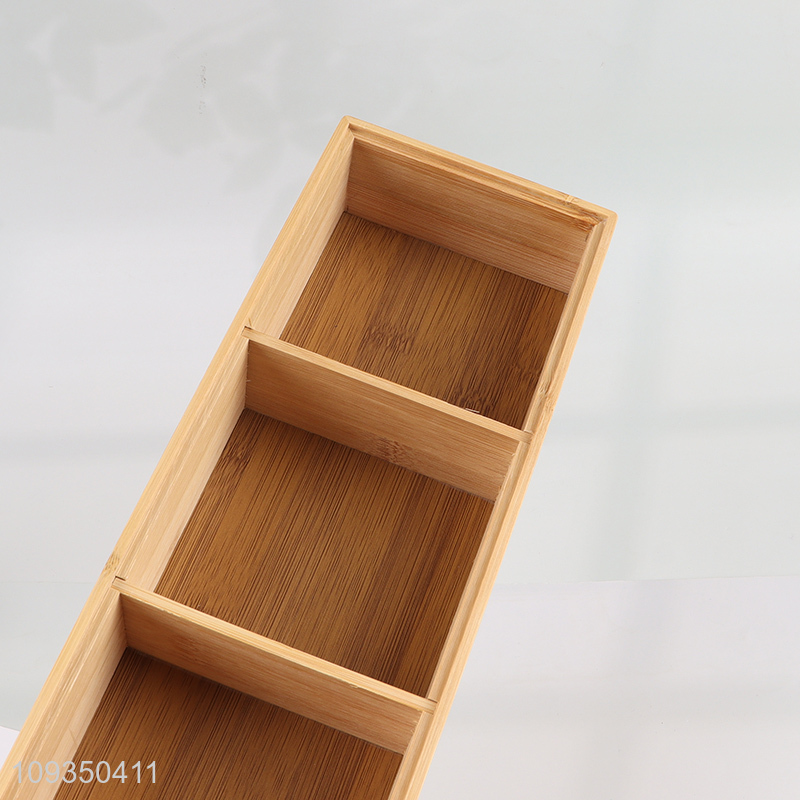 Hot sale bamboo 3compartment storage box with lid