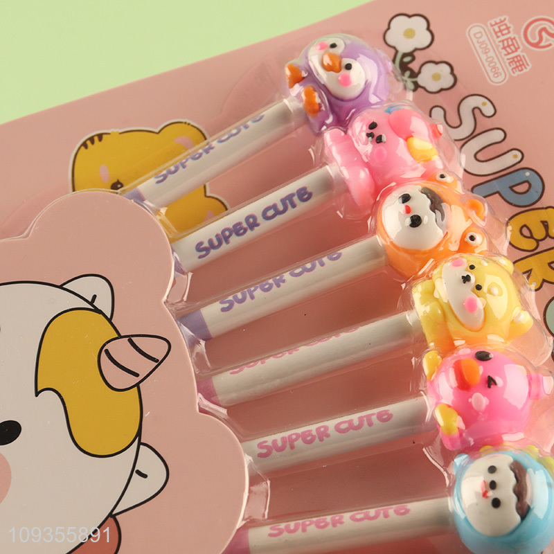 Latest products   6pcs cartoon HB pencils set with eraser