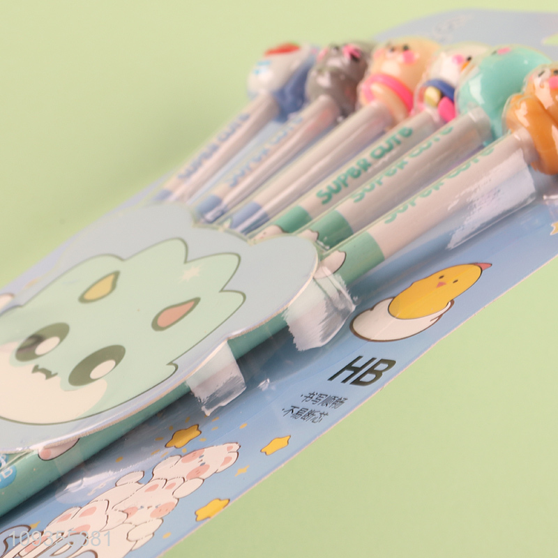 Low price 6pcs cartoon HB pencils set with eraser