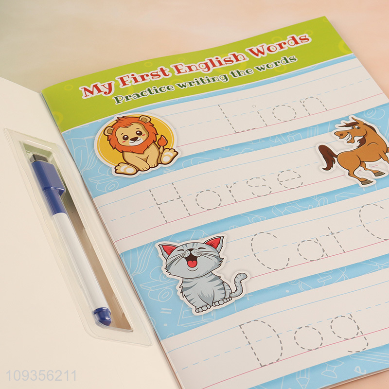 Low price 16pages erasable English words learning book