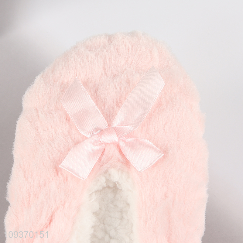 Good price pink non-slip winter girls home floor slippers