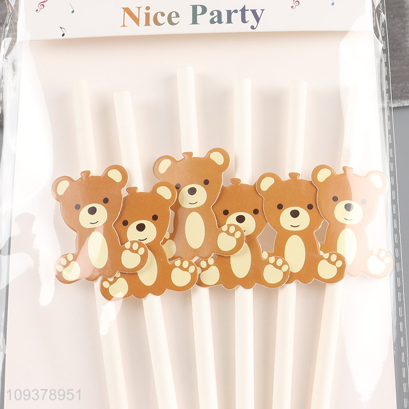 Hot sale cartoon bear paper straw drinking straw