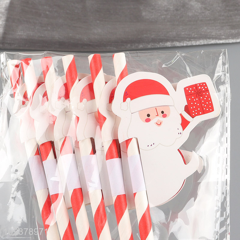 Hot selling Santa Claus paper straw drinking straw