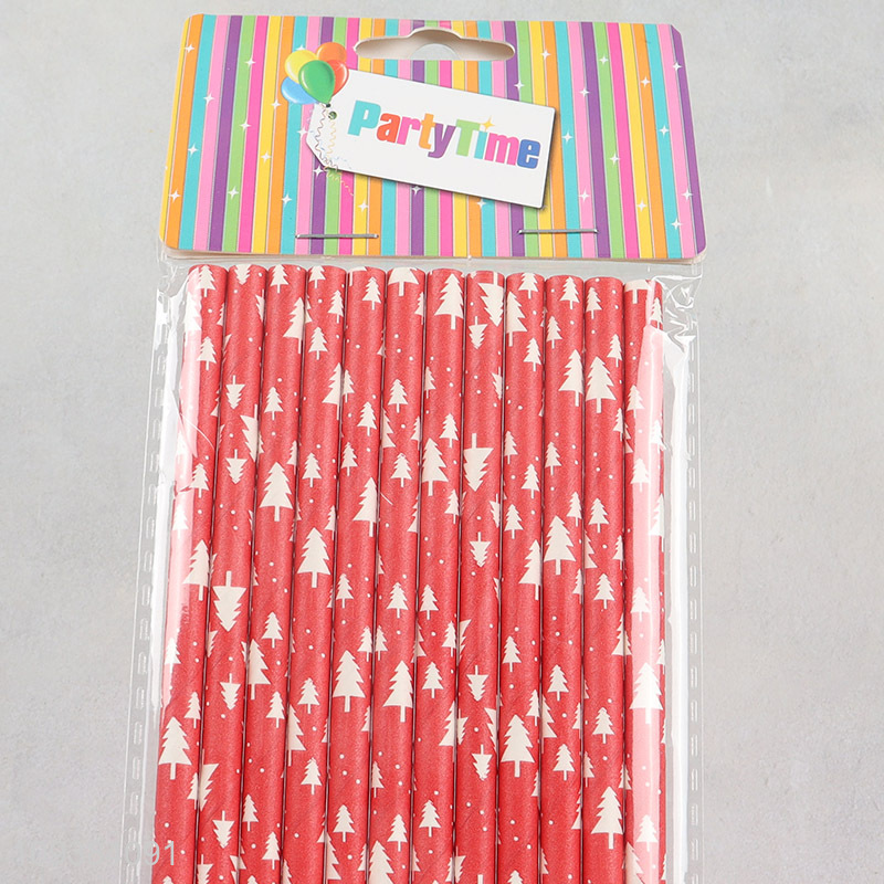 Hot selling Christmas disposable straw paper straw