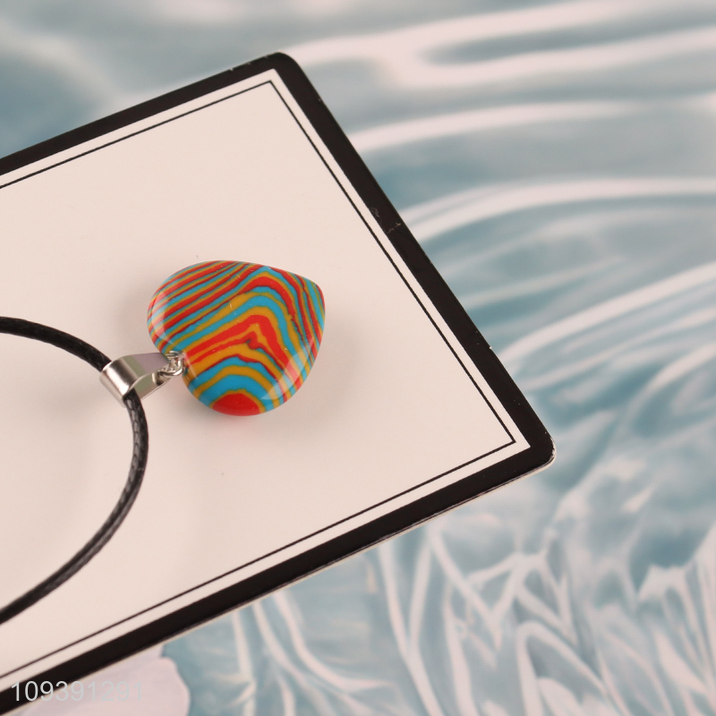 China wholesale fashion jewelry rainbow color stone necklace