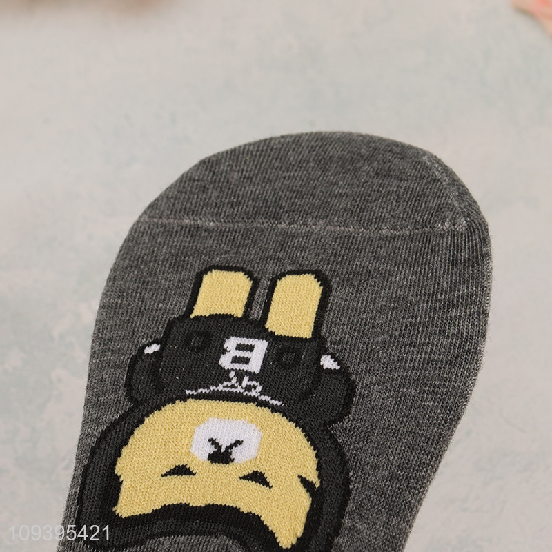 Wholesale polyester cartoon print anti-slip boat socks