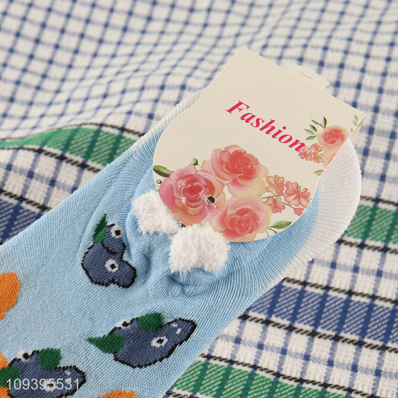Hot products polyester cartoon animal print boat socks