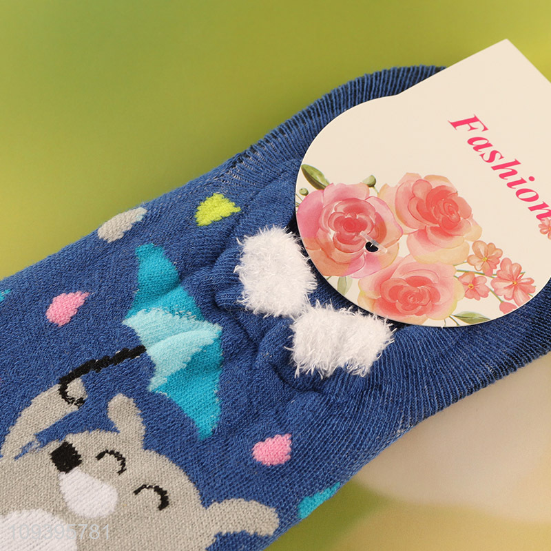 Hot products adorable cartoon animal lightweight polyester boat socks