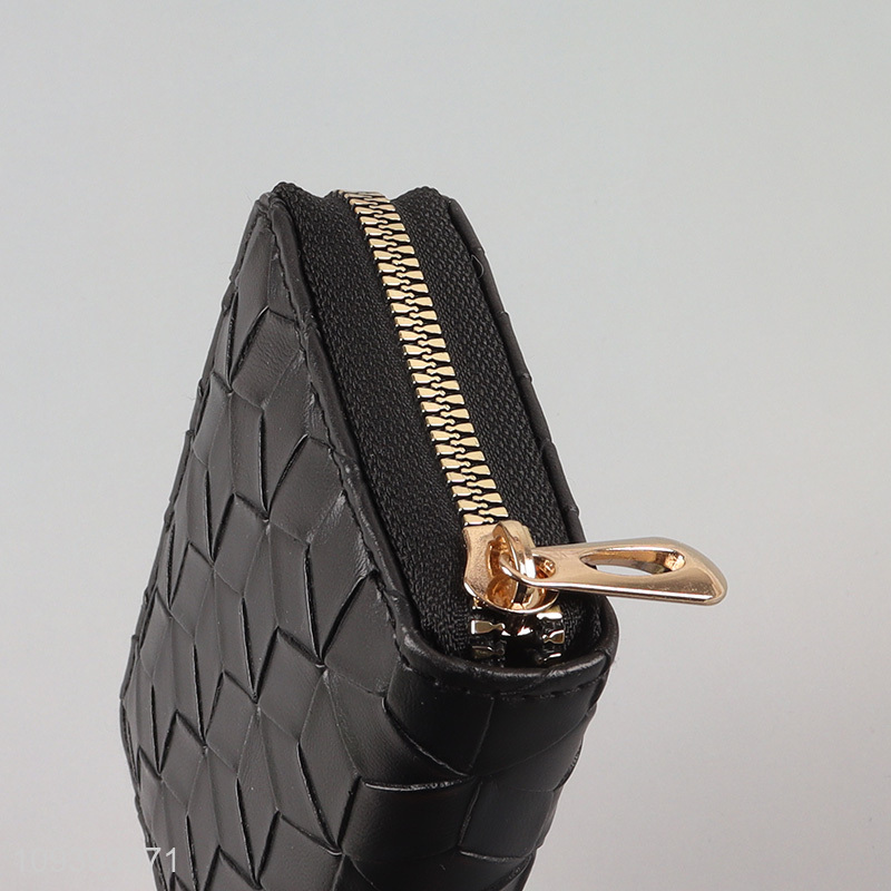 Hot products black fashion ladies wallet with zipper