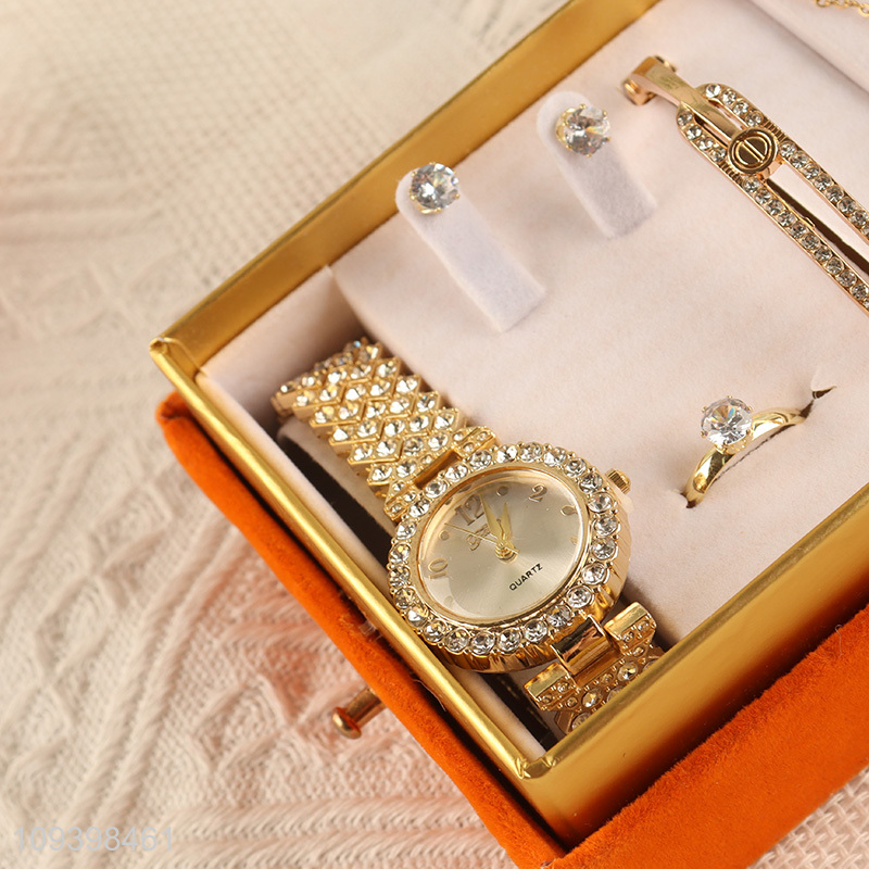 Good price 5pcs ladies gifts set watch jewelry set