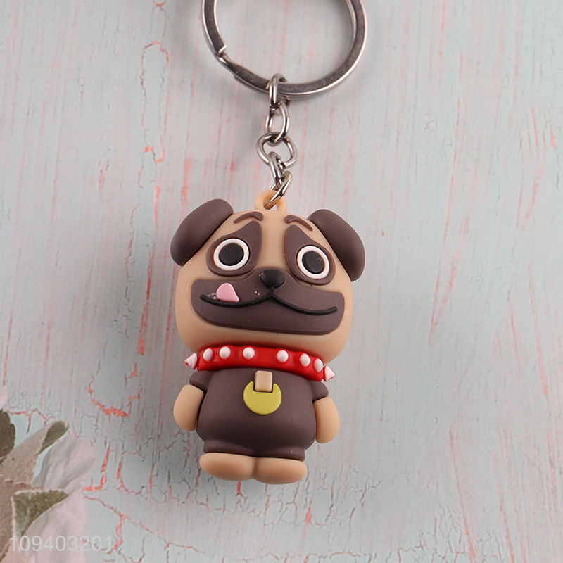 Factory price cartoon puppy silicone key chain key rings