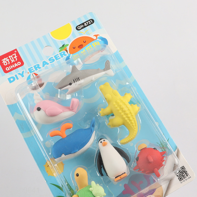 Good price cartoon sea animals 3d eraser set