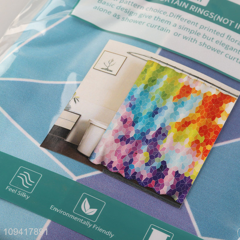 Custom Shower Curtain With White Hooks
