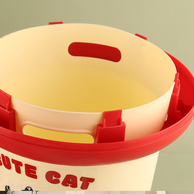 Cartoon Printed Open-Top Trash Can Plastic Waste Bin