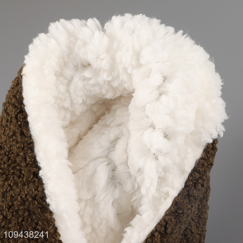 Low price winter warm polyester home floor slippers