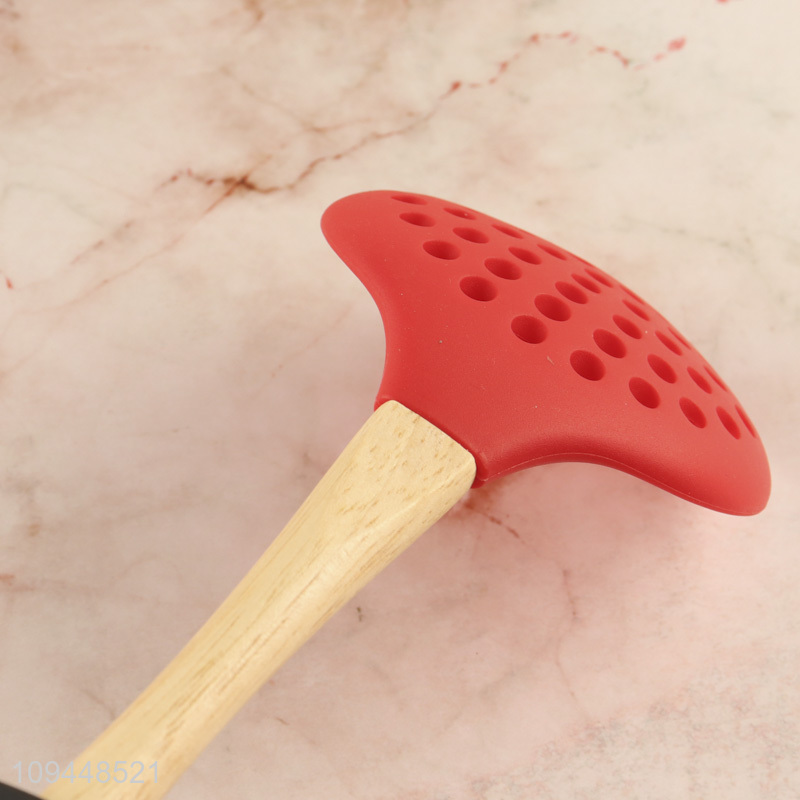 New product wooden handle silicone skimmer spoon