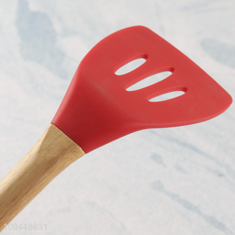 Factory supply non-stick kitchen utensil silicone slotted spatula