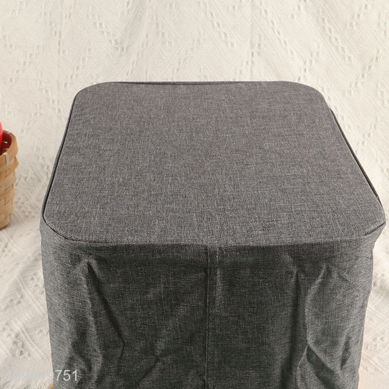 Top products household polyester storage basket with bamboo handle