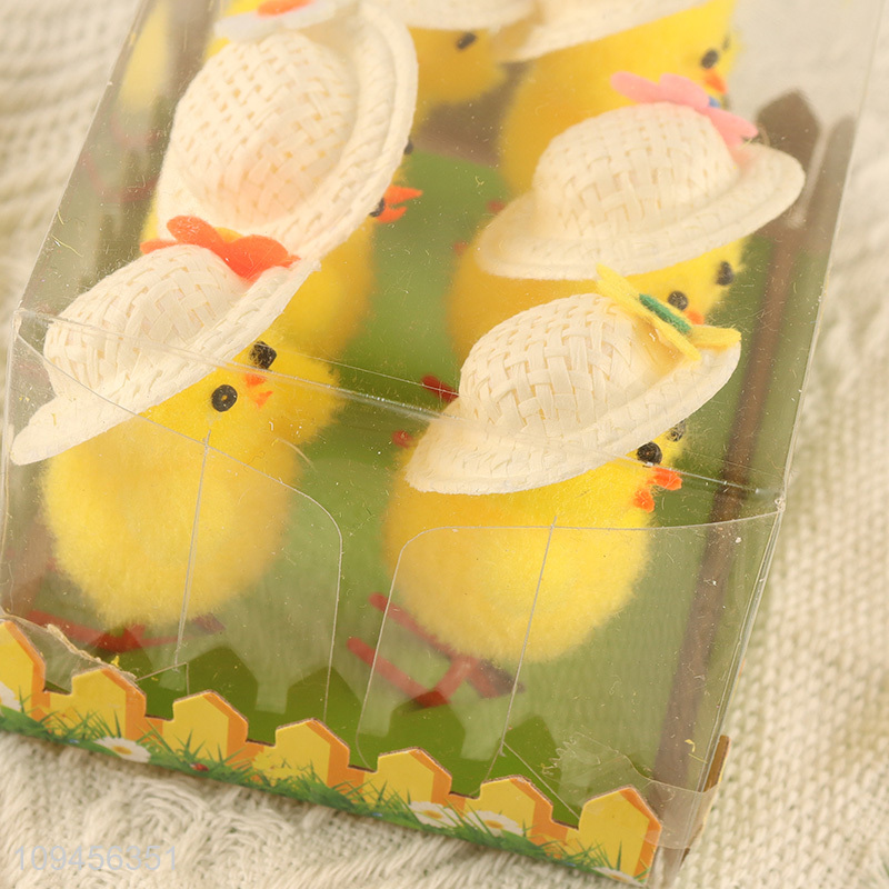Factory price 6pcs plush easter chick ornament