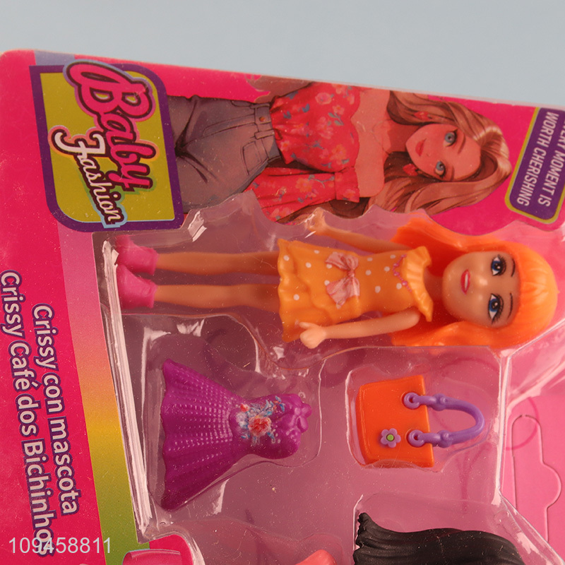 Factory supply 3.5 inch dress up doll toys set