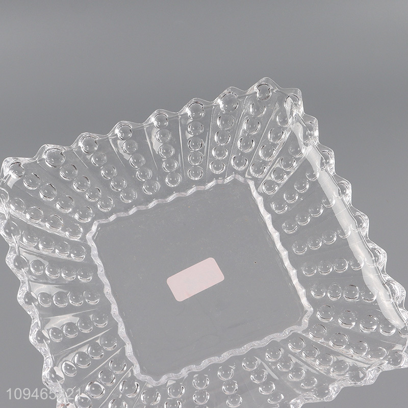 Online wholesale square clear glass plate for tableware