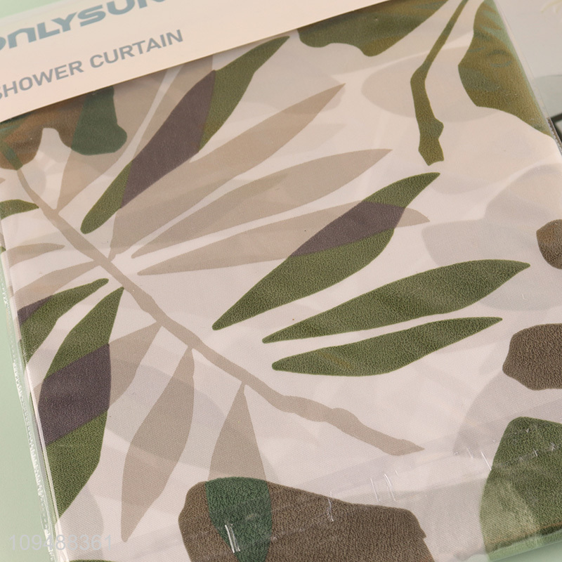 Hot selling leaves printed polyester shower curtain wholesale