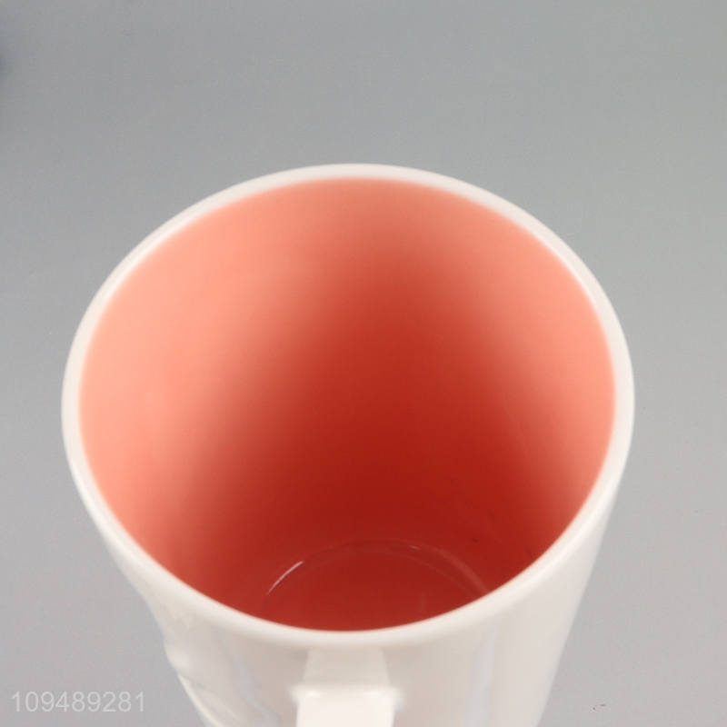 Online wholesale white ceramic water cup with handle