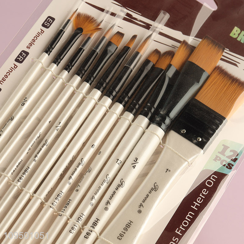 Factory price 12pcs paint brushes artist brush set