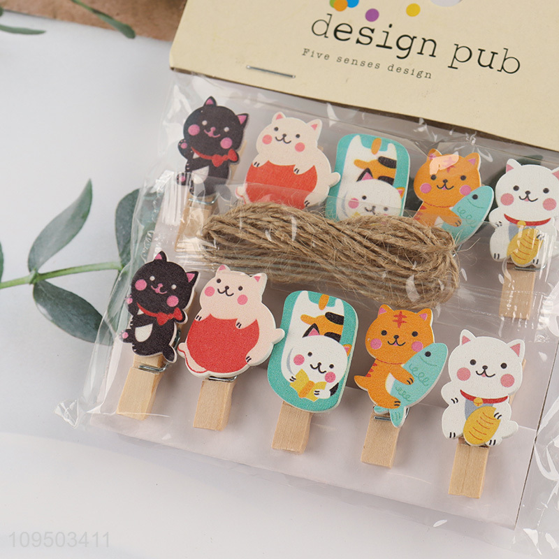Factory direct sale 10pcs wooden craft clip