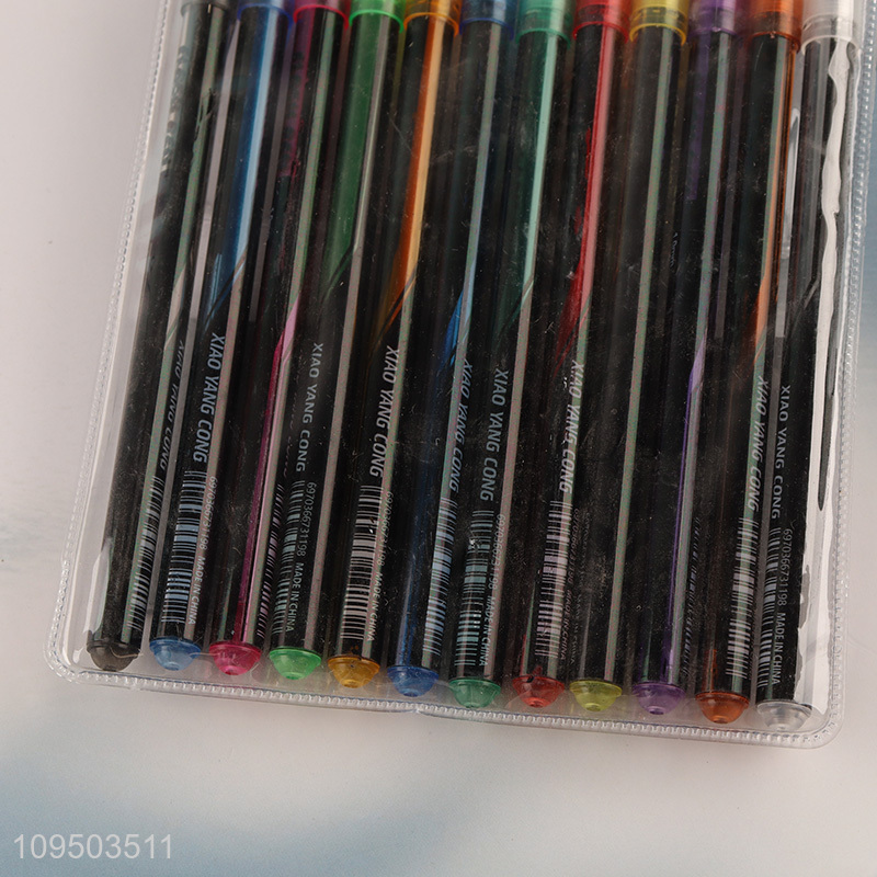 Yiwu market  12pcs school stationery flash pen set