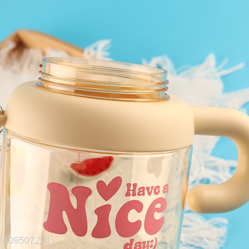 Best quality flower plastic water cup with straw