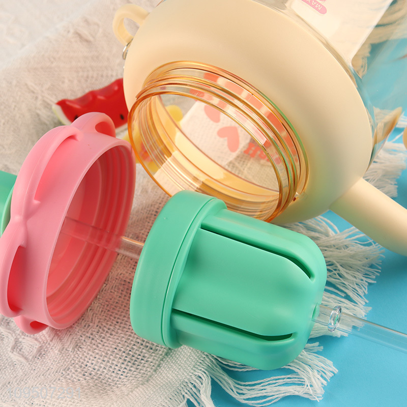 Best quality flower plastic water cup with straw