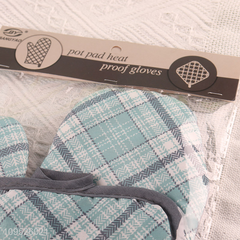 Good quality 2pcs kitchen oven mitts heat pad set