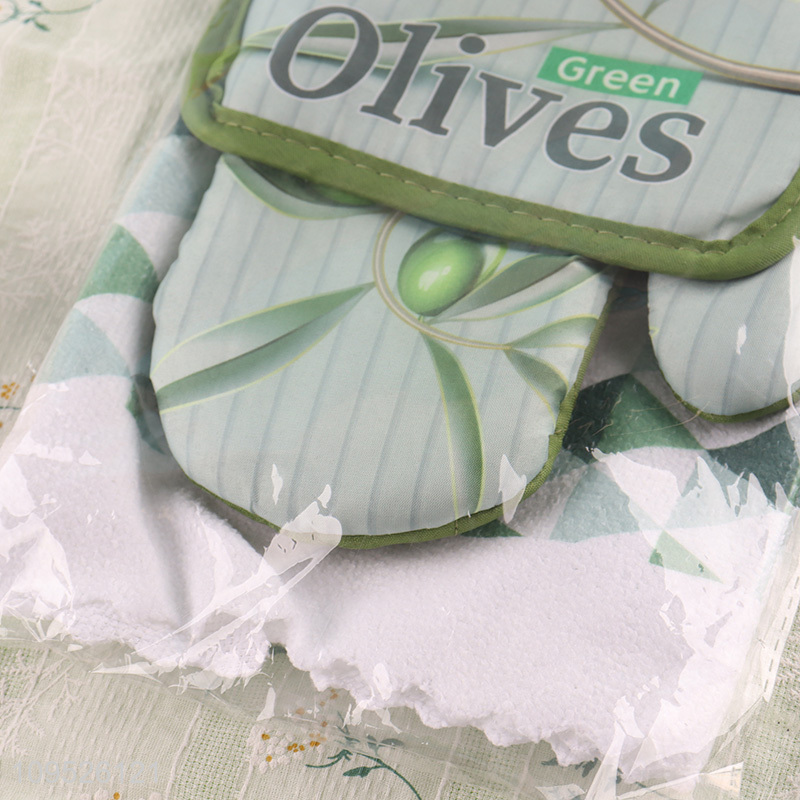 Best selling 3pcs kitchen apron heat pad towel set