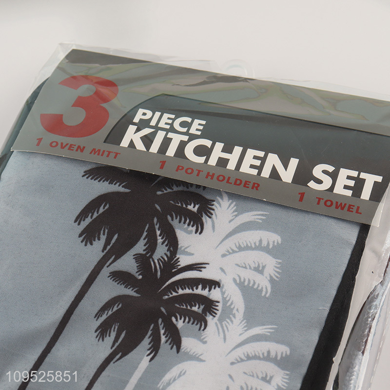 Hot selling 3pcs kitchen apron heat pad towel set