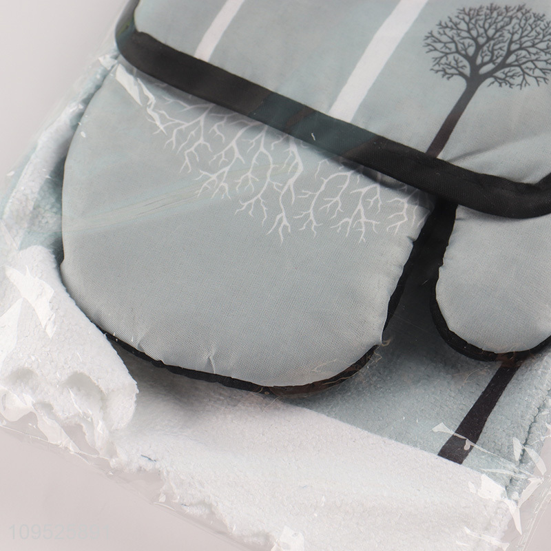 China supplier 3pcs kitchen apron heat pad towel set