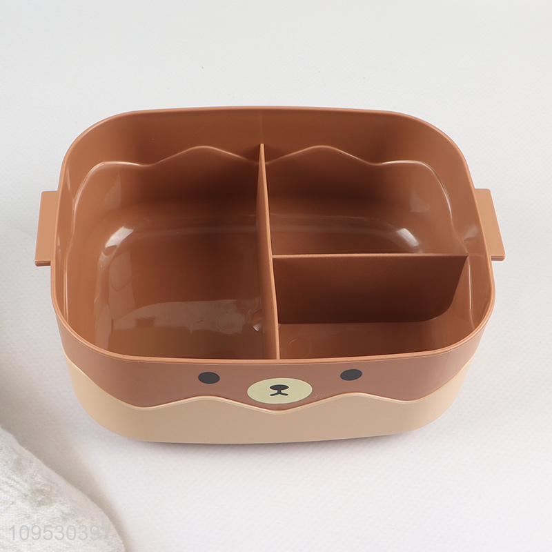 China factory 1200ml bear lunch box with spoon and fork