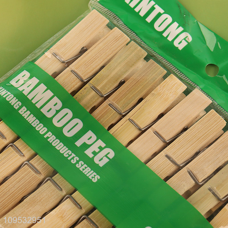 Hot selling bamboo 20pcs clothes pegs clothes clips
