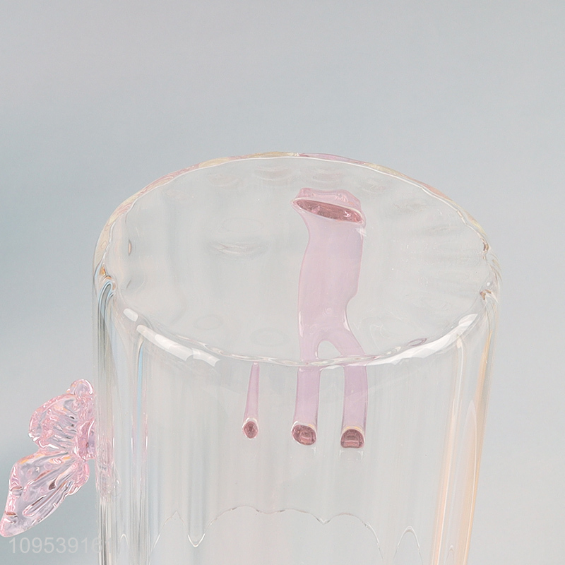 Hot selling clear butterfly glass drinking cup