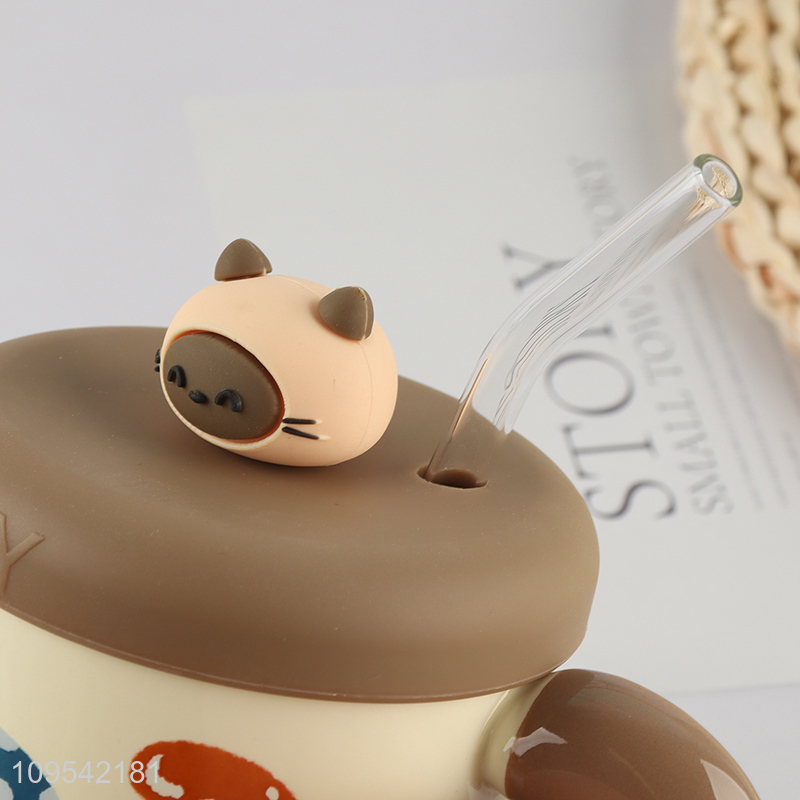 New arrival  ceramic water cup water mug with straw